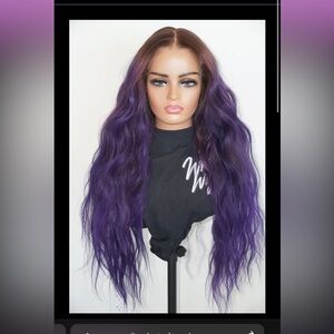 WhatWigs Purple Ombre Wig 26” Human Hair Lacefront